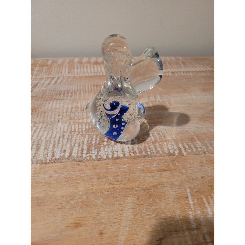 Controlled Bubbles Glass Hound Dog Paperweight
